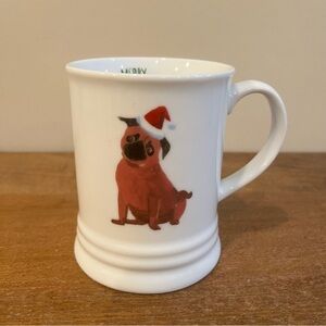 Fringe Studio Festive Christmas Holiday Pug‎ Mug with Santa Hat